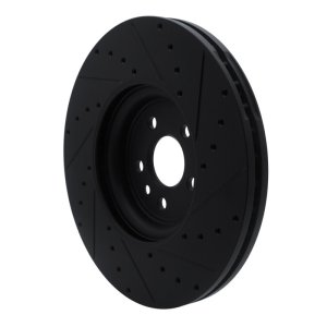 Jaguar F-Pace Brake Rotor (1) - Front Left - R1 Concepts - Drilled & Slotted - Black - `17-`20